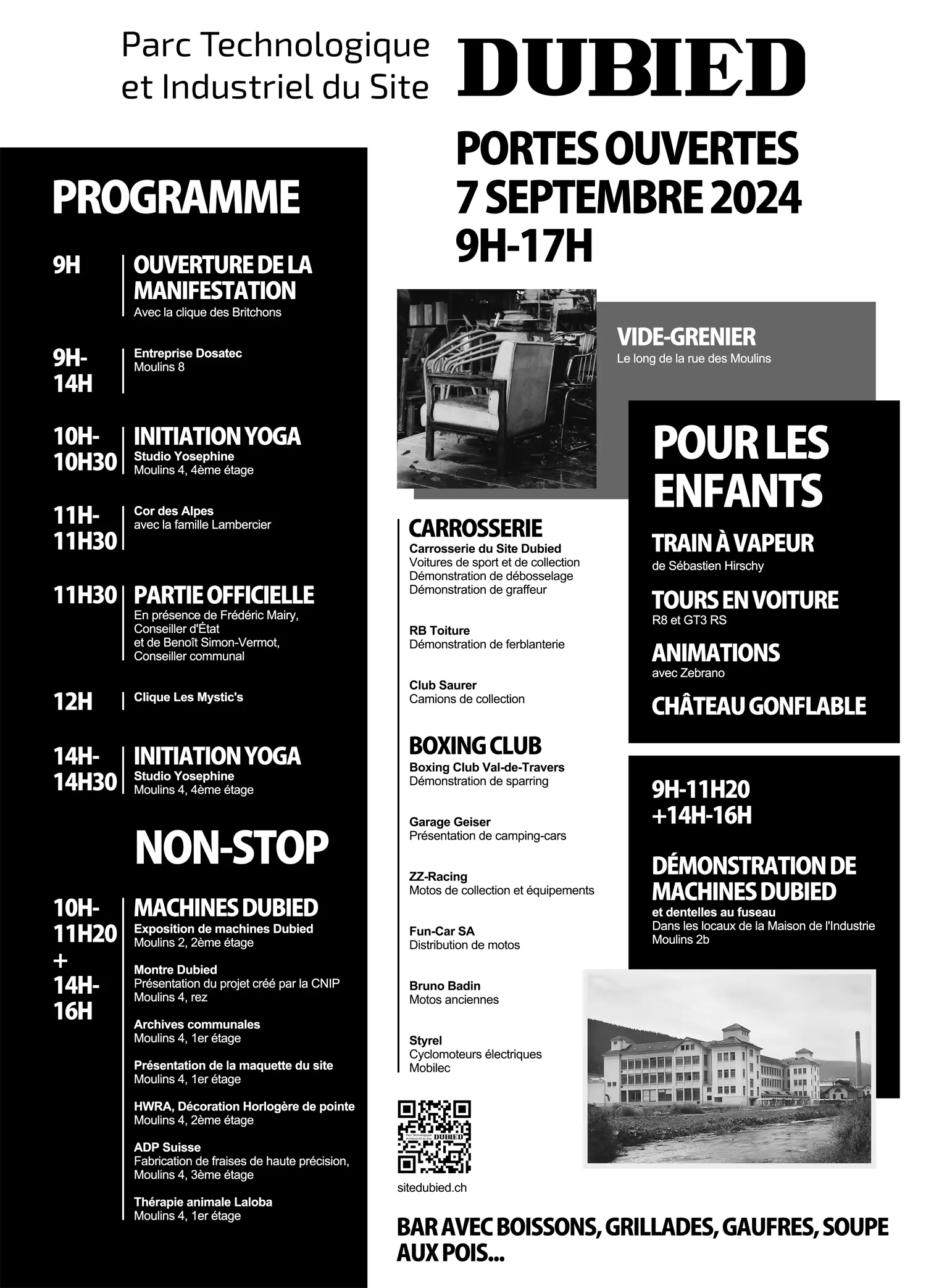 Programme des Portes ouvertes du site Dubied